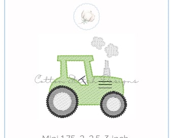 Mini Tractor Sketch Stitch Machine Embroidery Design Digital Download