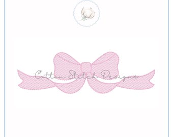 Elegant Bow Sketch Stitch Machine Embroidery Design Digital Download