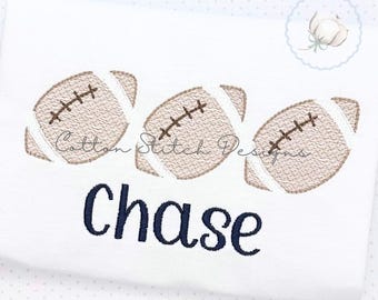 Football Trio Sketch Stitch Machine Embroidery Design Digital Download