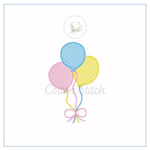Mini Balloons Sketch Stitch Machine Embroidery Design, Light Fill Quick Stitch Embroidery Design