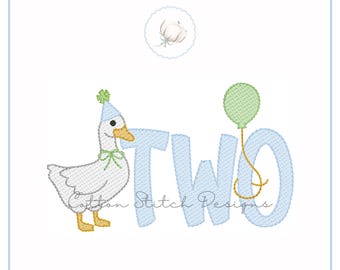 Goose Birthday Two Sketch Machine Embroidery Design Digital Download