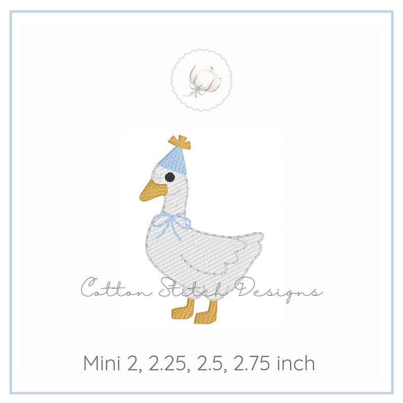 Mini Birthday Goose Fill Stitch Machine Embroidery Design Digital Download image 1