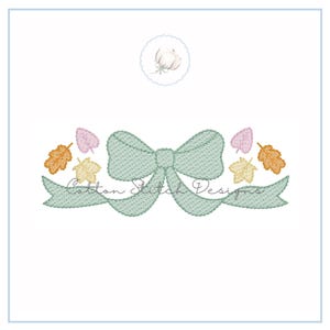 Diseño de bordado a máquina con puntada de boceto de lazo de hojas de otoño, descarga digital