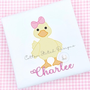 Yellow Duck Bow Sketch Embroidery Design (Digital Download)