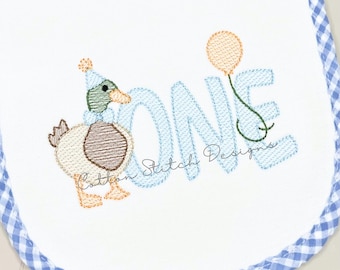 Party Mallard One Sketch Stitch Maskinbroderidesign Digital nedladdning