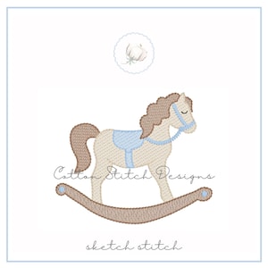 Rocking Horse Sketch Stitch Machine Embroidery Design Digital Download