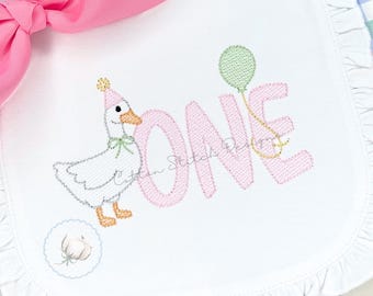 Goose Birthday One Sketch Embroidery Design Digital Download