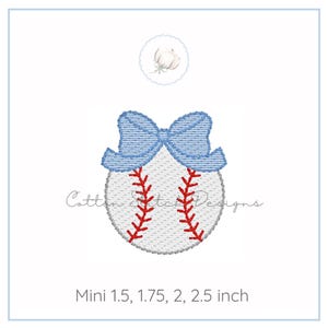 Mini Baseball Bow Sketch Stitch Embroidery Design