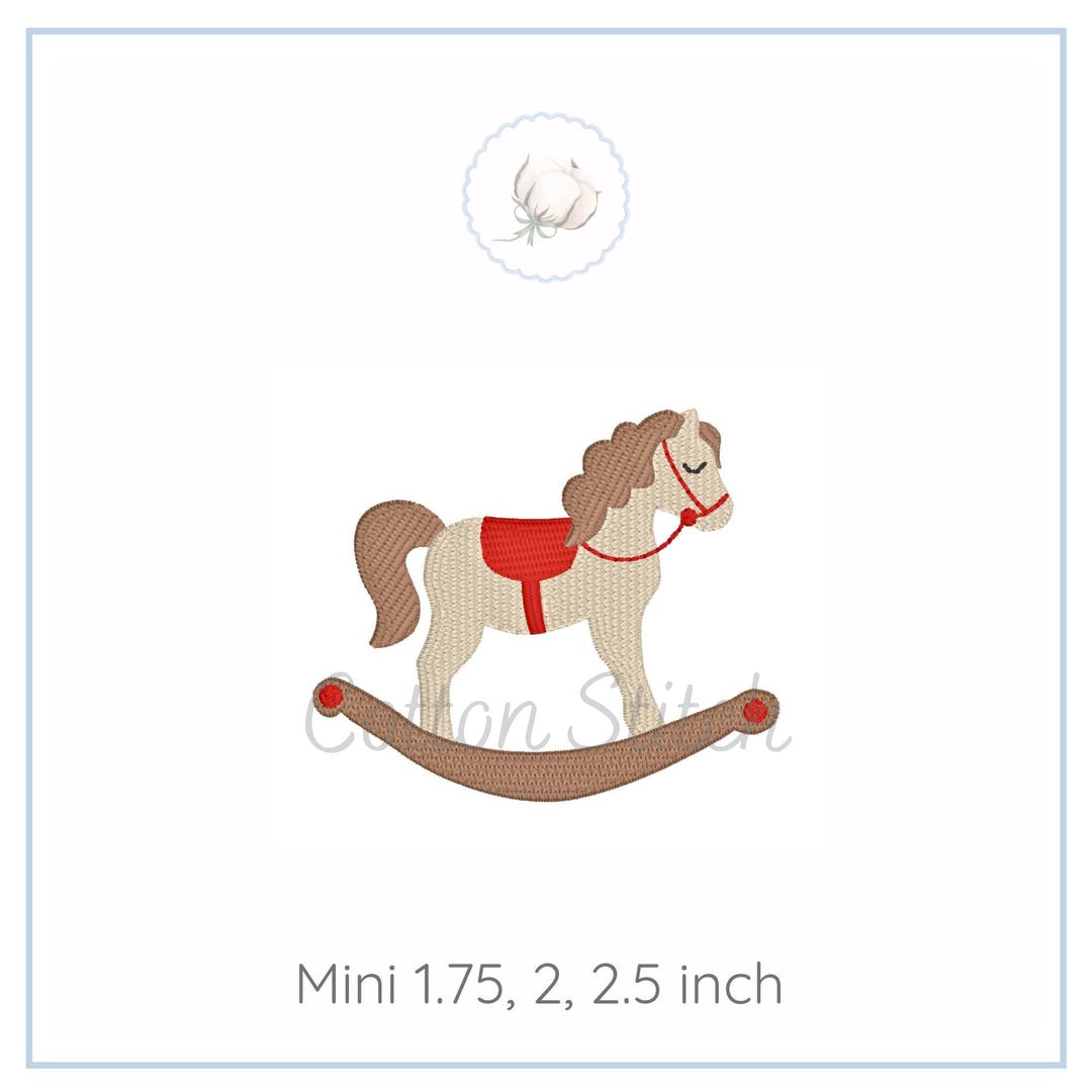 Miniature Rocking Horse Pattern Mini Rocking Horse Satin Fill Machine Embroidery Design - Etsy
