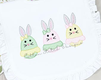 Hase Ei Mädchen Trio Sketch Stitch Stickdatei