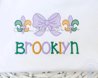 Fleur De Lis Bow Sketch Stitch Machine Embroidery Design Digital Download