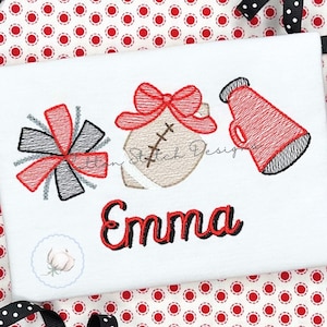 Football Cheer Trio Sketch Stitch Machine Embroidery Design