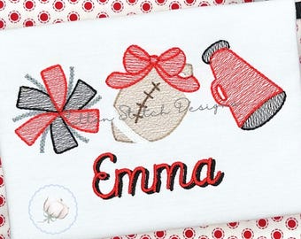 Motif de broderie Machine Football Cheer Trio Sketch Stitch