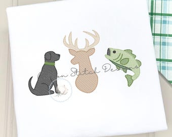 Dog Deer Bass Sketch Stitch Machine Embroidery Design Digital Download