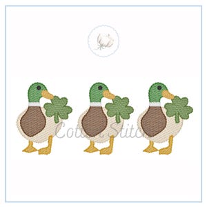 Mallard Shamrock Duck Machine Embroidery Design,  St. Patrick&#39;s Day Sketch Light Fill Quick Stitch Embroidery Design