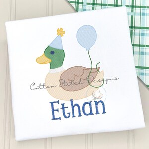 Mallard Duck Birthday Sketch Stitch Machine Embroidery Design Digital Download