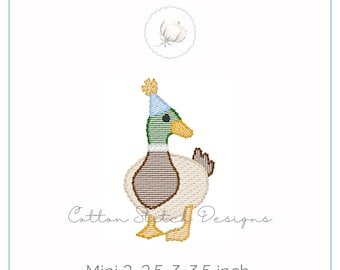 Mini Party Mallard Duck Skiss Stitch Maskinbroderidesign Digital nedladdning