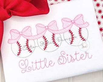 Balle de baseball avec noeud trio croquis point de broderie Machine téléchargement numérique