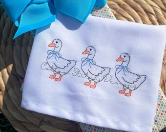 Goose with Bow Trio Sketch Stitch Embroidery Design