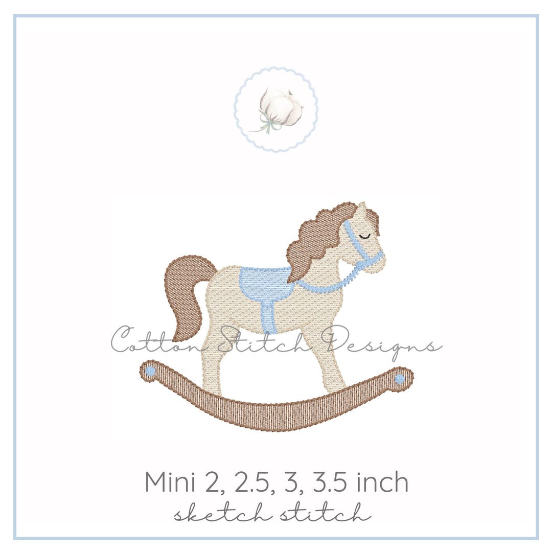 Miniature Rocking Horse Pattern Mini Rocking Horse Sketch Stitch Machine Embroidery Design Digital ...