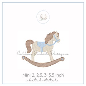 Mini Rocking Horse Sketch Stitch Machine Embroidery Design Digital Download