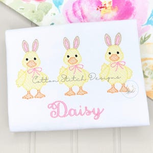 Easter Yellow Duck Trio Sketch Stitch Machine Embroidery Design Digital Download