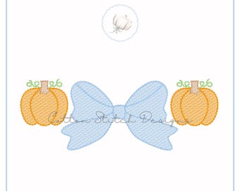 Pumpkin Bow Sketch Quick Stitch Machine Embroidery Design Digital Download