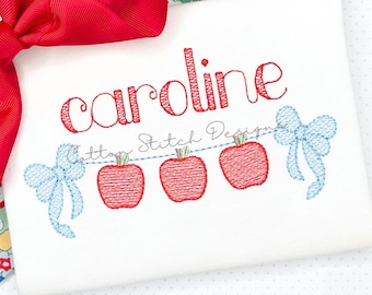 Apple Bow Swag Sketch Stitch Embroidery Design