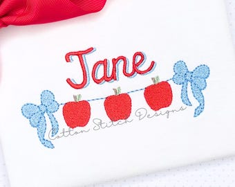 Apple Bow Swag Fill Stitch Machine Embroidery Design Digital Download