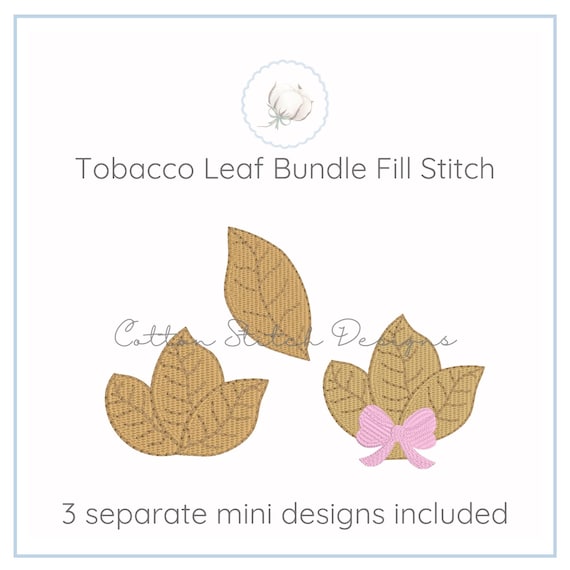 tobacco leaf embroidery design Mini Tobacco Leaf Farmer Fill Stitch Embroidery Design Bundle Set