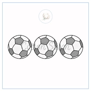 Soccer Ball Trio Sketch Stitch Machine Embroidery Design, Light Fill Quick Stitch Embroidery Design