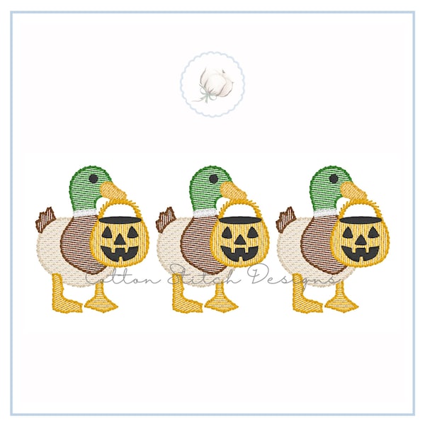 Halloween Duck Trio Sketch Embroidery Design