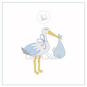 Baby Stork Sketch Stitch Embroidery Design (Digital Download)