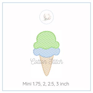 Eis Mini Stickdatei, Eis Waffel Skizze Licht Schnellstich Stickdatei, Sommer Stickdatei