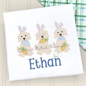 Easter Puppy Trio Sketch Stitch Machine Embroidery Design Digital Download