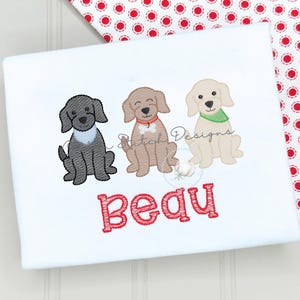Puppy Trio Sketch Stitch Machine Embroidery Design Digital Download