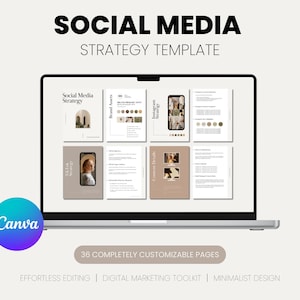 Social Media Strategy Template | Client Strategy for Digital Marketers | Social Media Plan | Canva Template