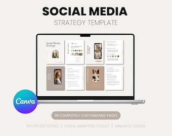 Modelo de estratégia de mídia social | Estratégia de cliente para profissionais de marketing digital | Plano de mídia social | Modelo de tela