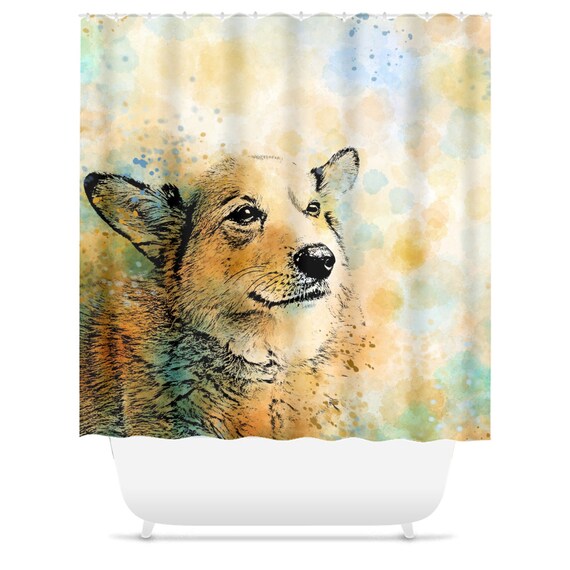 Shower Curtains Corgi Shower Curtain Dog Shower Curtain Etsy