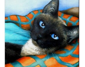 Ceramic Tile, 6x6 inches, Siamese Cat 396, 547, 548, 584, 634 art painting by Lucie Dumas