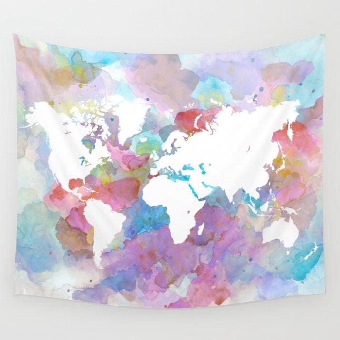 World Map Tapestry Wall Tapestry Wall Hanging Design 48 | Etsy