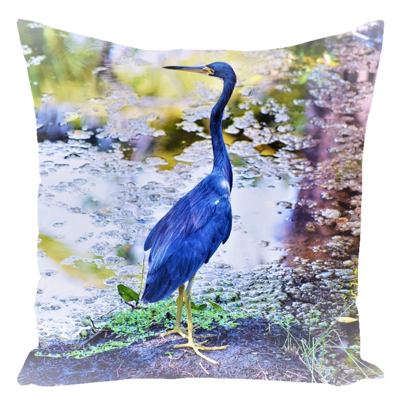 Throw Pillow Cushion Case Pillow Cover Blue Heron Throw Etsy