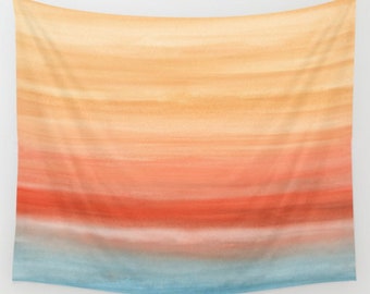 Wall Tapestry, Wall Hanging, Ocean Tapestry, Abstract 44 orange blue Home Decor art L.Dumas