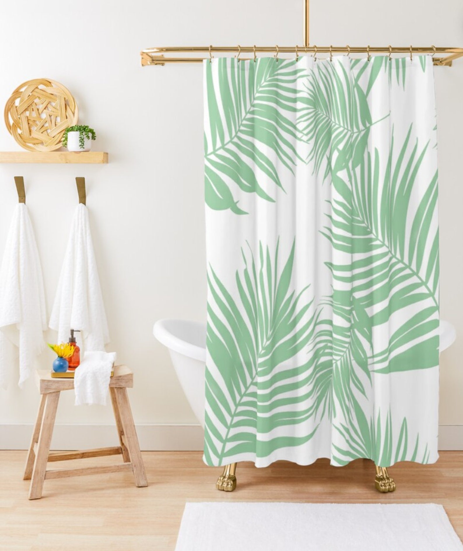 Shower Curtains Palm Tree Curtain Bath Mat Bathroom Design Etsy