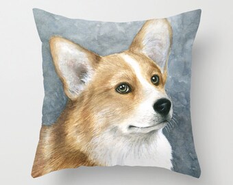 Throw Pillow, Cushion Cover, Dog Throw Pillow, Dog 89 Corgi from art painting L.Dumas