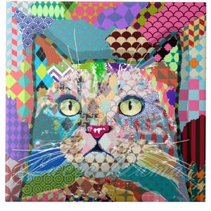 Colorful Cat Ceramic Tile, Multicolor Patterns, Cat 671