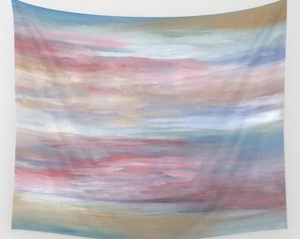 Wall Tapestry, Wall Hanging, Abstract Tapestry, Pink Blue Tapestry, Abstract 16 pink blue tan Home Decor art L.Dumas