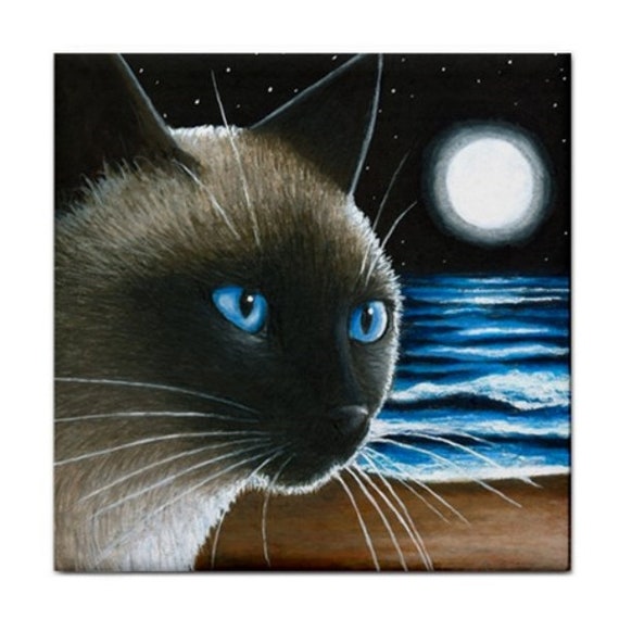 Cat 508 Mouse Funny Large Ceramic Tile 6x6 Made USA art LDumas