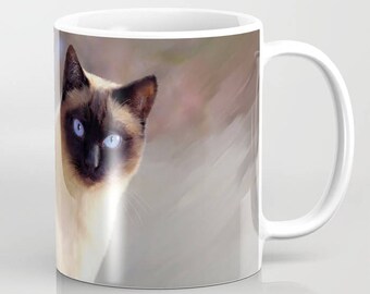 Coffee Mug Cup Art Cat 613 siamese 11oz or 15oz digital art by L.Dumas