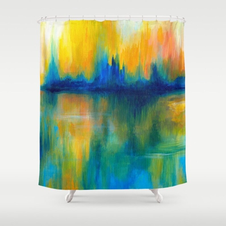 Shower Curtains Art Shower Curtain Bathroom Abstract 14 Orange Etsy